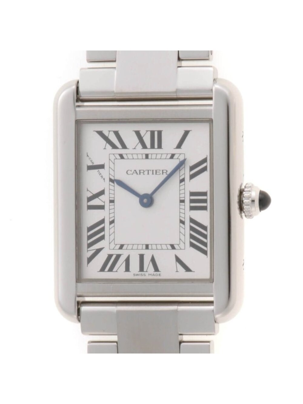 Cartier Tank Solo SM Watch SS Stainless Steel Silver Dial Quartz